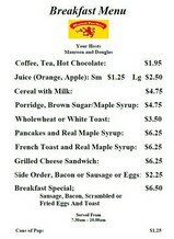 Breakfast Menu - click to see the full size image